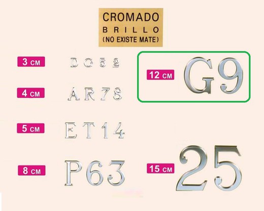 Letras y Números Cromo Brillo 120mm Del Pino LN0001CR12