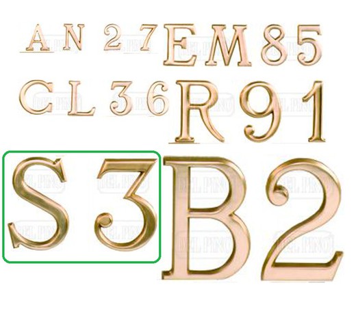 Letras y Números Latón Brillo 120mm Del Pino LN0001LP12
