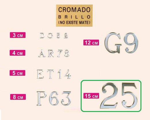 Números Crom Brillantor 150mm Del Pi LN0001CR15