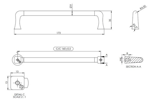 Tirador 544260160 Concave de Furnipart