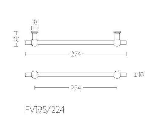 Poignée FV195/224 Formani Ferrovia A1195 224mm