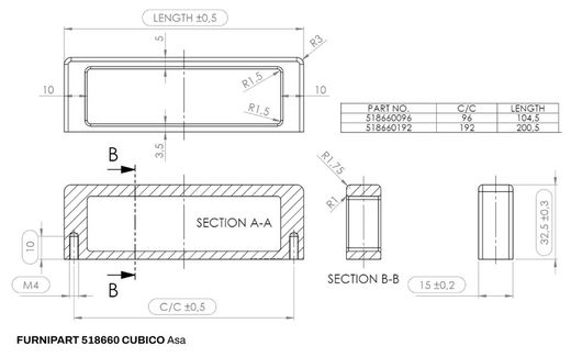 Poignée cubique 518660 Furnipart A0853