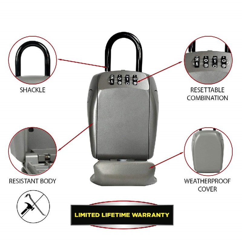 Caja de seguridad para llave de casa, [capacidad de 5 llaves] Diyife Caja  de bloqueo de llave, caja de seguridad portátil para llaves al aire libre