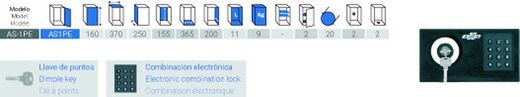 Caja fuerte sobreponer serie standard  llave y código AS1PE