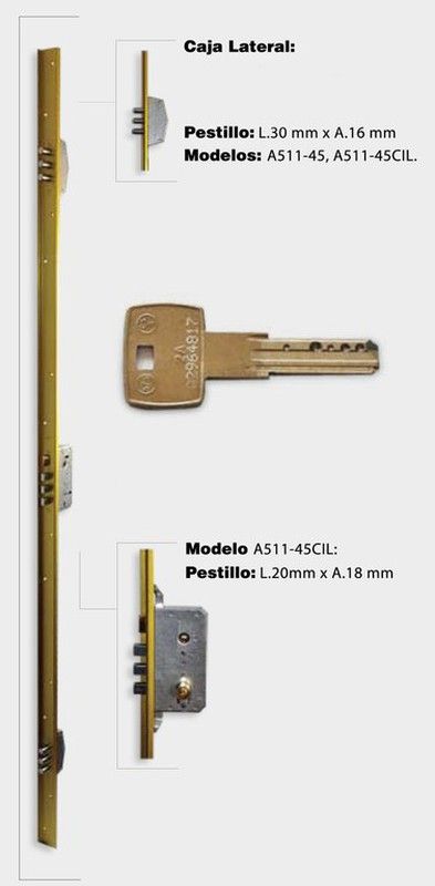 Serrure anti-levier à cylindre 511.45CIL Arcu CO5512