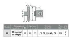 Serrure à cylindre à mortaiser 22 URKO CM0022