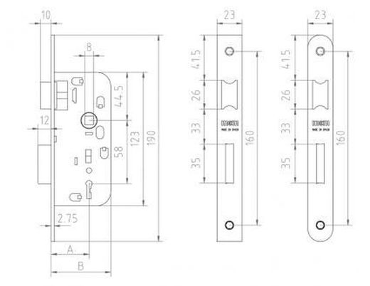 Serrure à mortaise G/LL gorges 1508 MCM CO1508