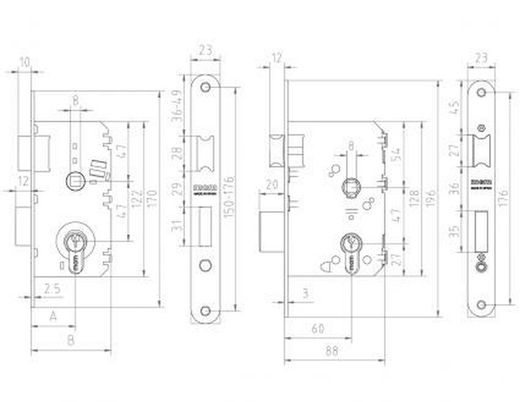 Cylindre de serrure G/LL 2501 MCM CO2501HN45