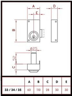 Serrure JIS modèle 34 CO0034