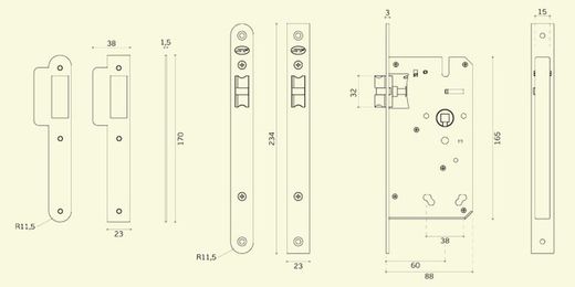 Serrure de passage IN.20.897 JNF CO2897