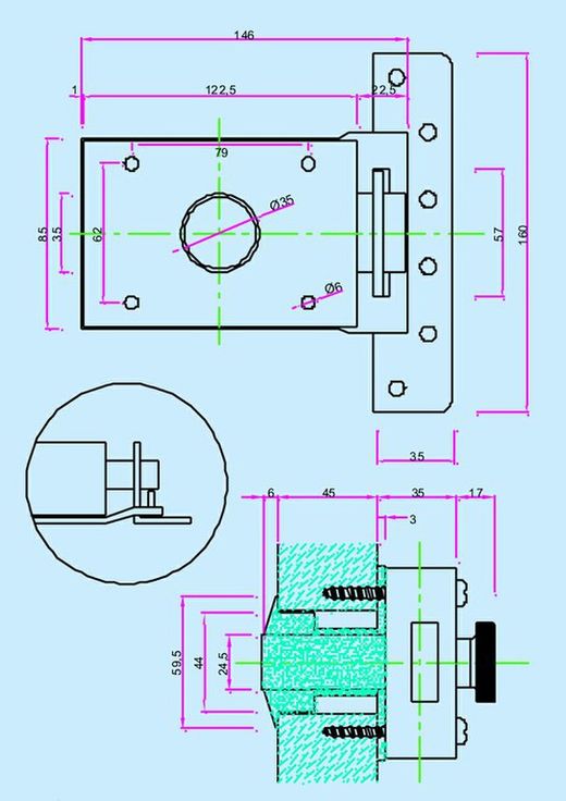 Serrure en applique 303 INCECA à clé unique CO1065