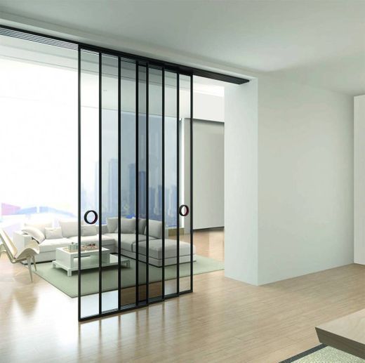 Porte coulissante SV - Porte télescopique bidirectionnelle - Verre parfait Multiplo