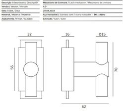 Crémone de fenêtre IN.17.605.1 JNF ZC0072IM00