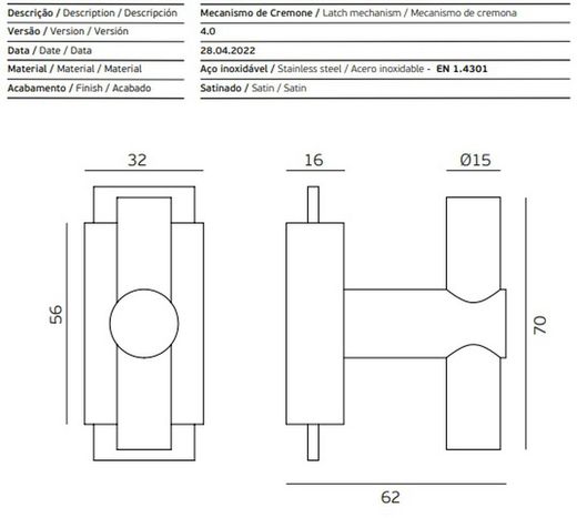 Crémone de fenêtre IN.17.605.1 JNF ZC0072IM00