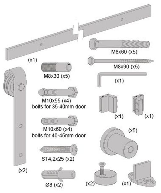 Guide coulissant en oxiron noir Saheco SF-Rustico 80 GO198