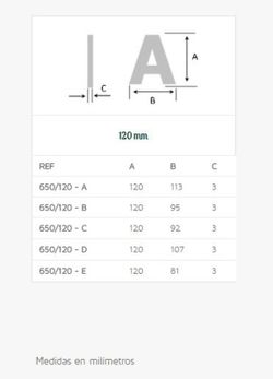 Lettre 650 120 mm Evi LN030A