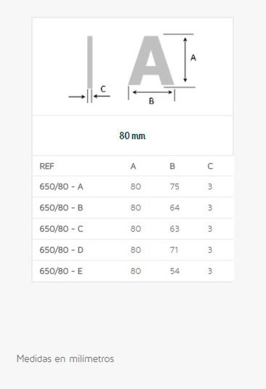 Lettre 651 80 mm Evi LN010A