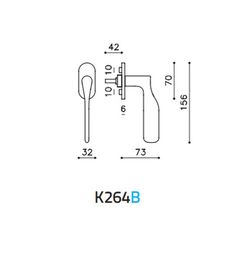 Poignée de fenêtre K264B PADDLE Olivari