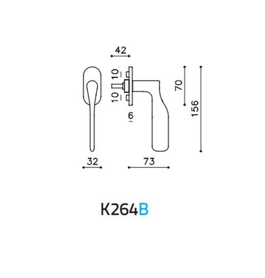 Poignée de fenêtre K264B PADDLE Olivari
