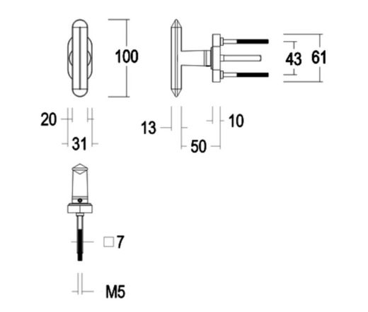 Poignée de fenêtre Quincalux MV0171 PALMA 193-DK