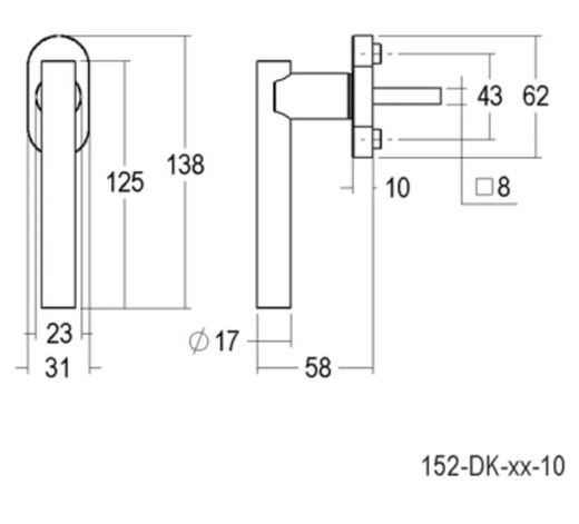 Poignée de fenêtre Quincalux MV0152 Madrid 152-DK