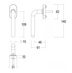 Poignée de fenêtre 153-DK Lisbon Quincalux MV0153