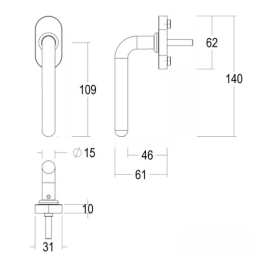 Poignée de fenêtre 153-DK Lisbon Quincalux MV0153