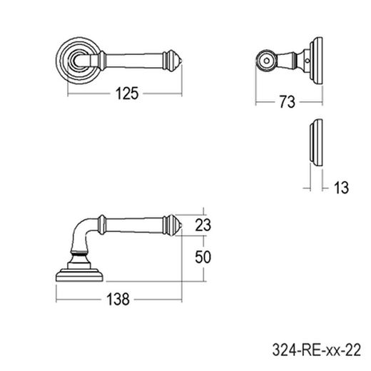 Manivelle Empire 324RE Quincalux MM0324HI05