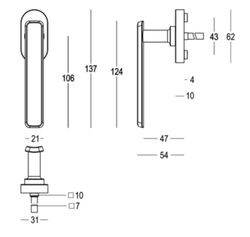 Poignée de fenêtre Quincalux modèle Paris MV0400