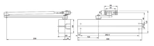 Ressort de ferme-porte Tesa DC-340, bras RM0340