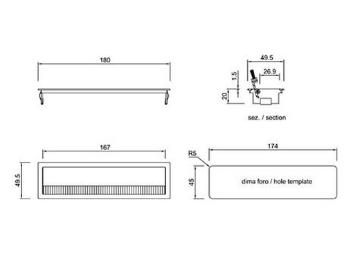 Passe-câble en aluminium argenté 2000Z180 Pamar FE9951PL18