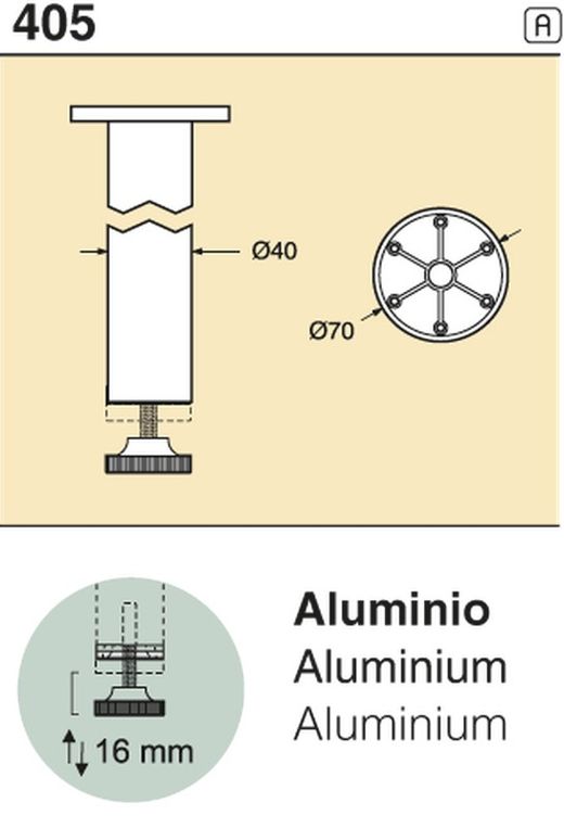 Pied de meuble 405 Réunion industrielle AP3048F112