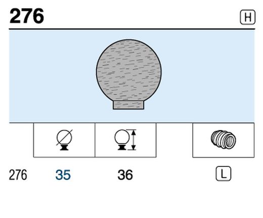 Bouton boule en bois 275-276 Reunion Industrial A3006