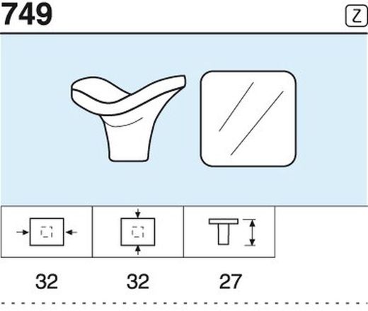 Bouton carré 749 Réunion industrielle A0749