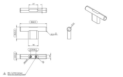 Bouton en T 10329 JOIN par Furnipart A1032HB00