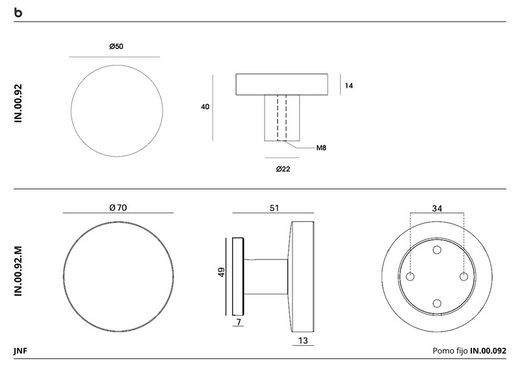 Bouton fixe IN.00.092 JNF LP0092