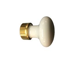 Bouton en porcelaine blanche avec base en laiton A8058PB