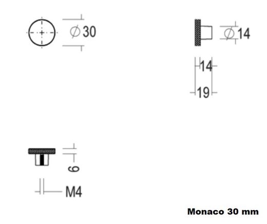 Bouton de meuble 195 MONACO par Quincalux A1155