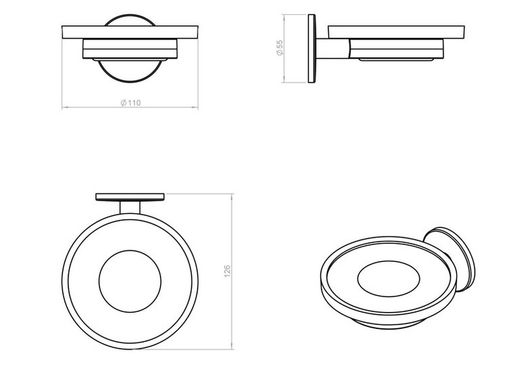 Porte-brosse à dents rond en verre Cosmic WC2692CR00 Duo 2620152
