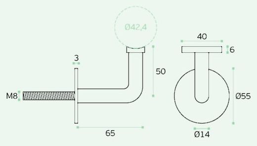 Support de main courante IN.18.133 JNF KE1813IM00