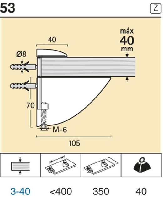 Support Pelicano 40 kg 53 Réunion industrielle SM2453PL00