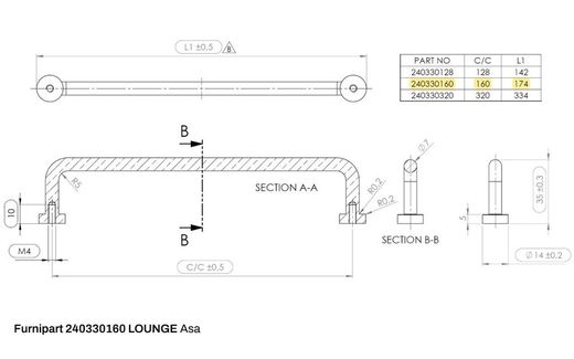 Poignée en cuir Lounge 240330160 Furnipart A2403
