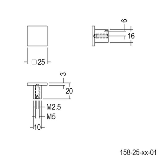Poignée carrée Quincalux A4159