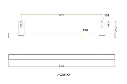 Poignée tubulaire CORE en argent antique Jolie